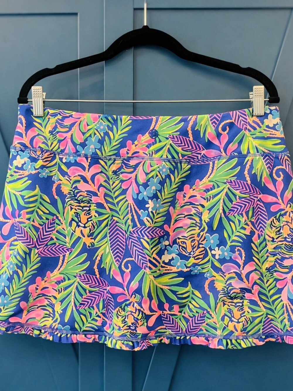 Lilly Pulitzer Luxletic Anika Skort Large How You Like Me Prowl Tiger Ruffle EUC - Picture 4 of 7